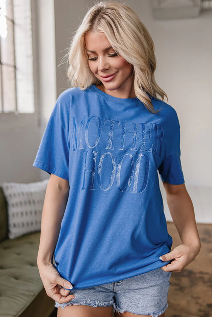 Motherhood Tee | Vintage Sky Blue Mom Shirt