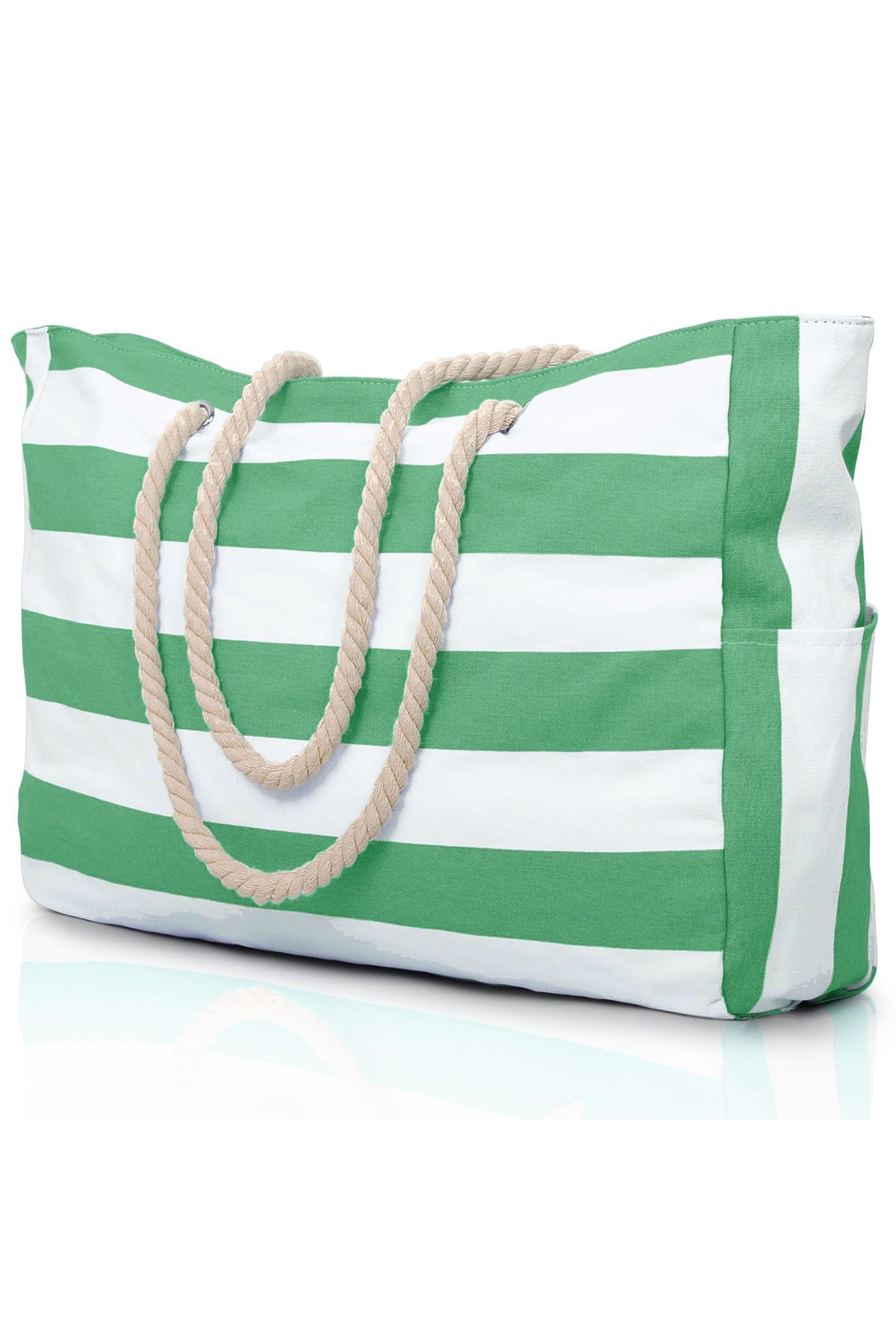 Light Blue Striped Waterproof Canvas Tote Bag