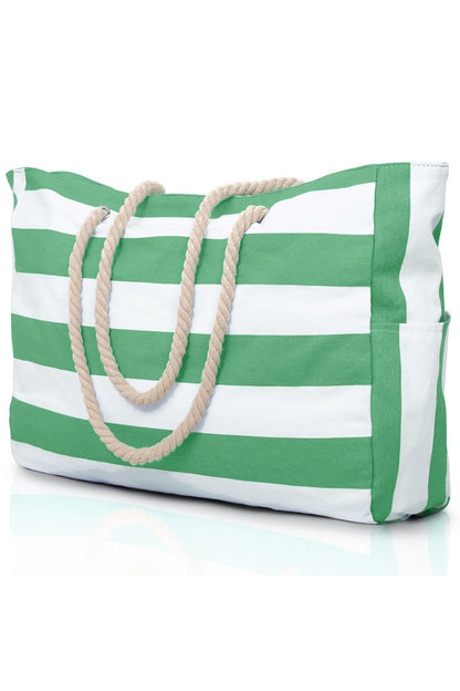 Light Blue Striped Waterproof Canvas Tote Bag