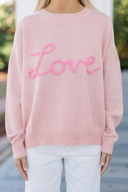 Baggy Love Sweater | Pink Graphic Pullover