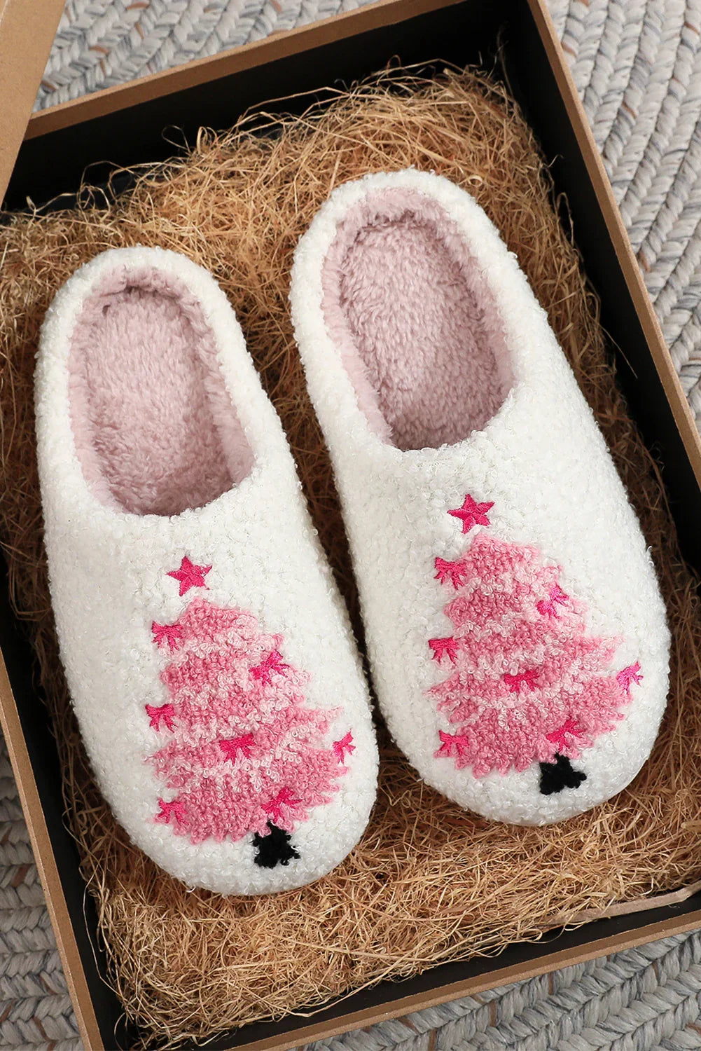 Pink Tree Christmas Slippers