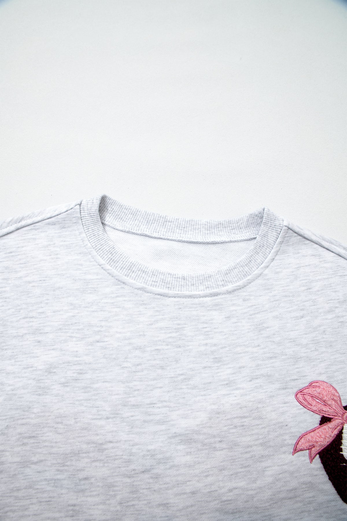 Football Bow Sweatshirt | Light Grey Embroidered Game Day Top