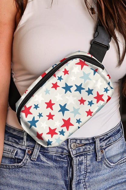 White Star Printed Flag Day Crossbody Bag