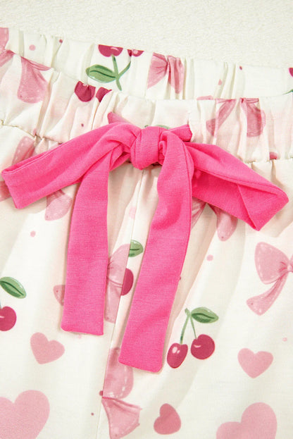 Contrast Piping Cute Pajamas | Cherries, Polka Dot, White Floral, Pink Floral