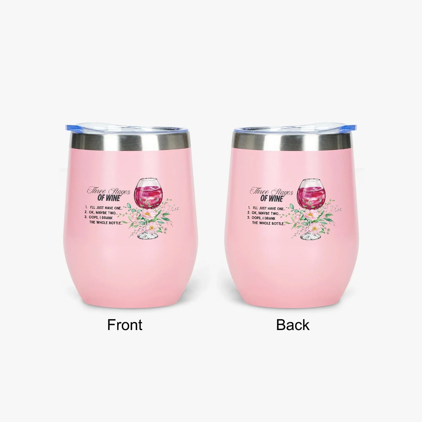 428. Three Stages of Wine 12oz Egg Shaped Insulated Tumbler - FREE Shipping! - Whippie's