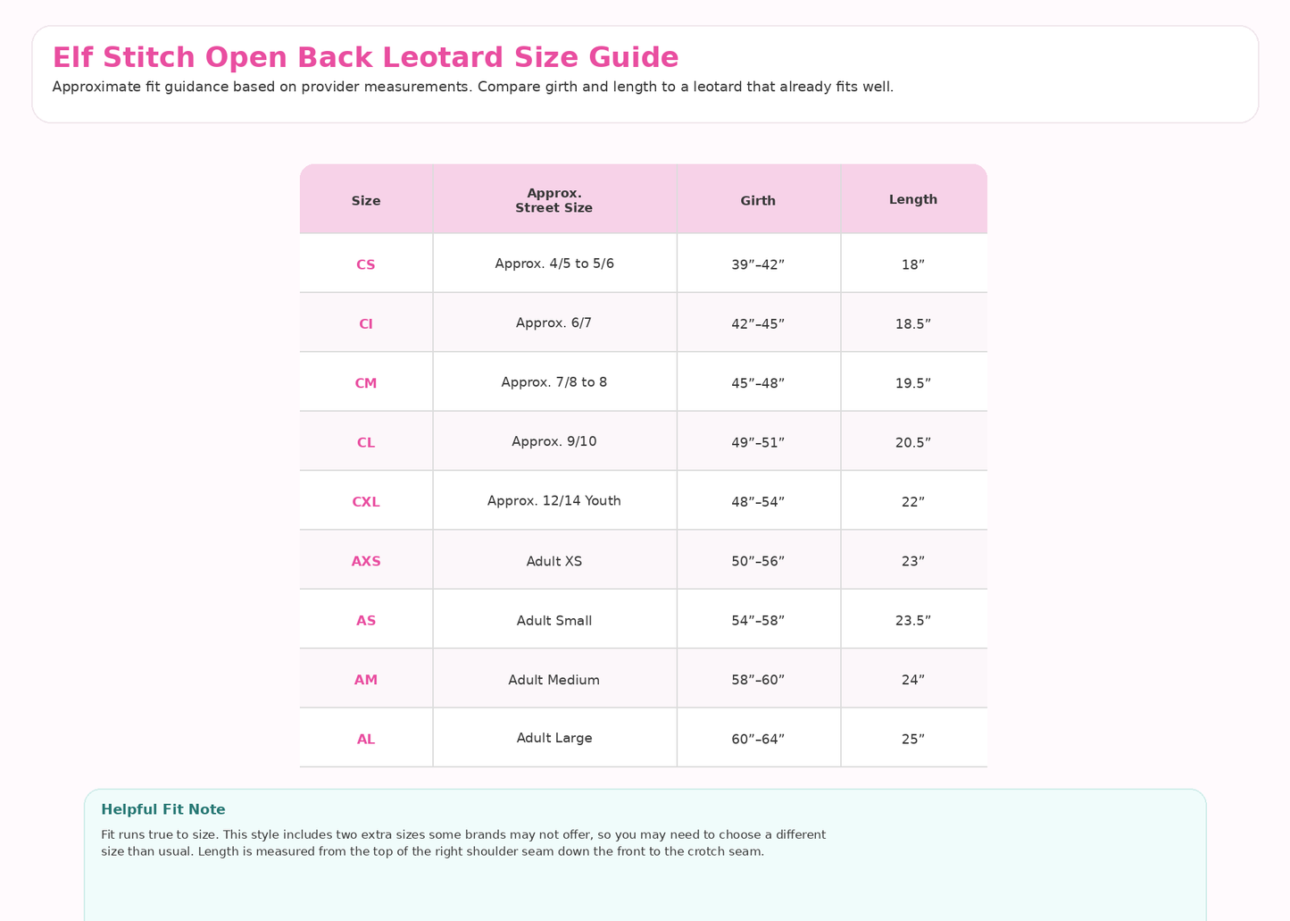 Elf Stitch Open Back Leotard | Girls Dancewear