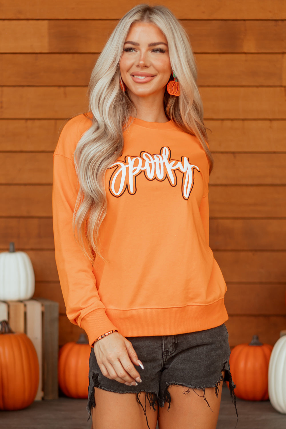Spooky Halloween Sweatshirt | Grapefruit Orange Pullover