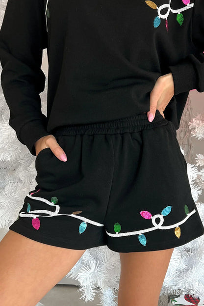 Merry Sequin Holiday Boutique Pullover and Shorts Set
