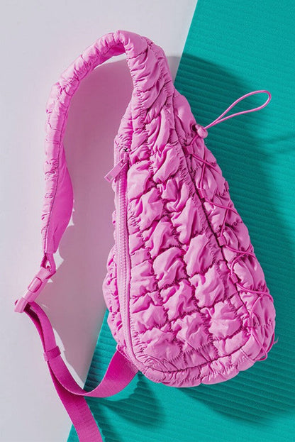 Marshmallow Quilted Sling Bag | Drawstring Crossbody Bag