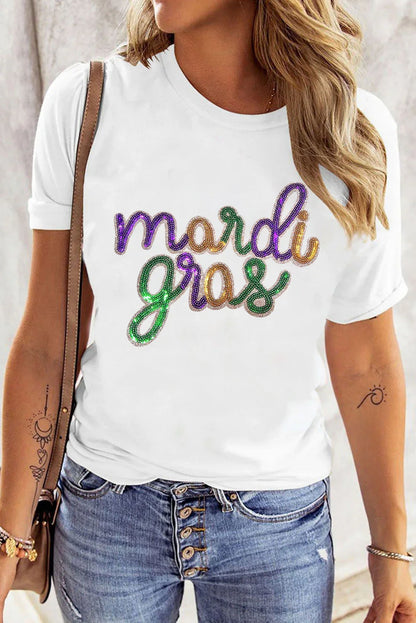 Mardi Gras Tee | Sequin Party Graphic Shirt