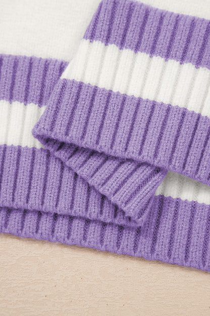 Mardi Gras Sweater | Tinsel Letter Short Sleeve Sweater