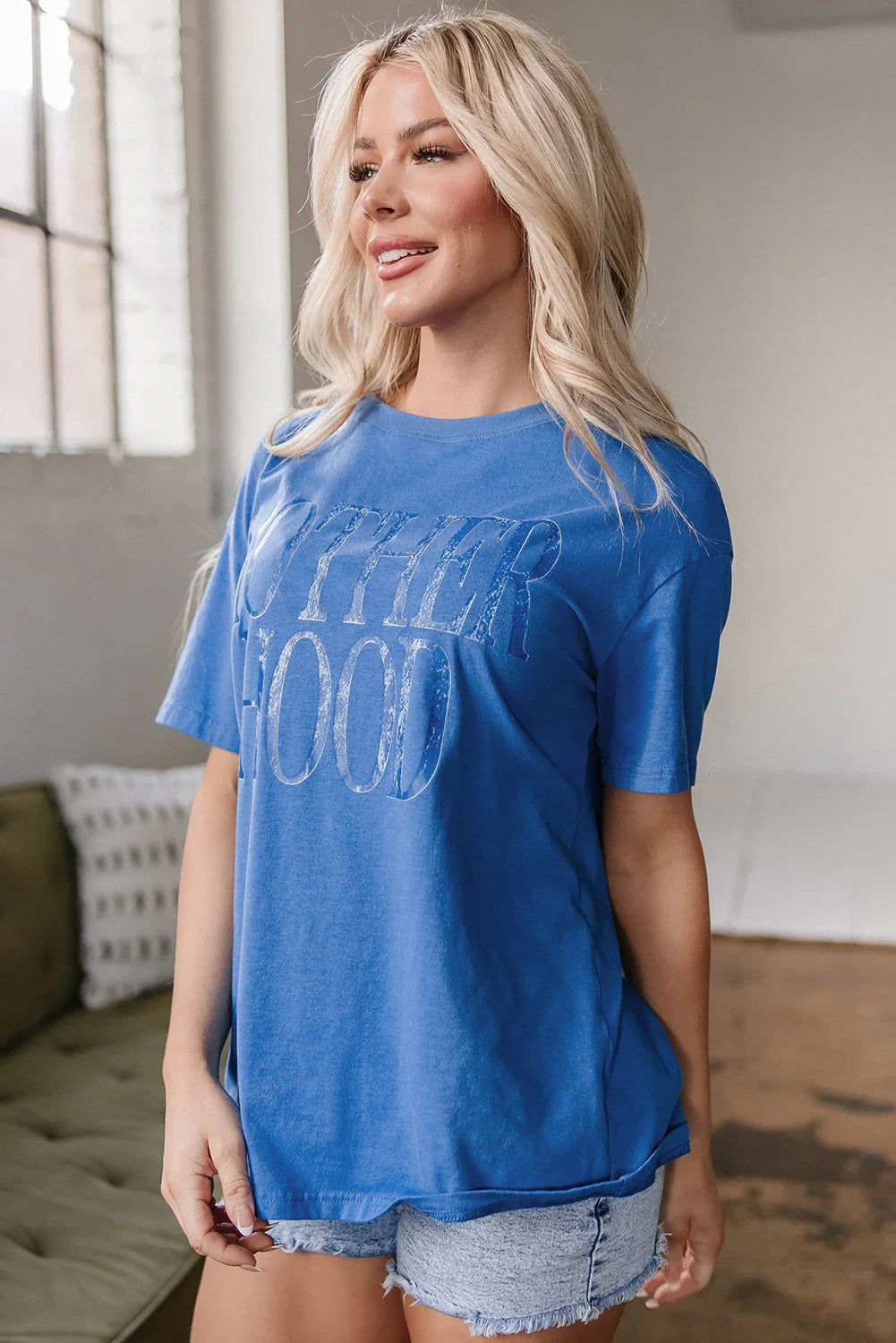 Motherhood Tee | Vintage Sky Blue Mom Shirt