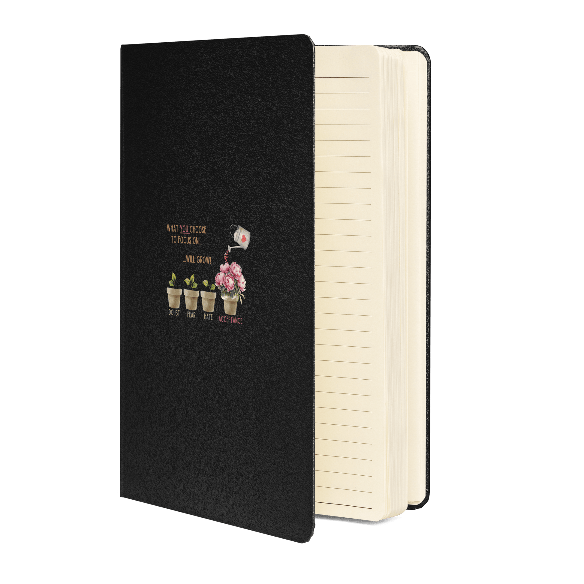 What You Choose to Focus On... Will Grow!" Hard Cover Notebook - 🌱 Cultivate Positivity and Watch Your Dreams Blossom! 🌱 - Whippie's