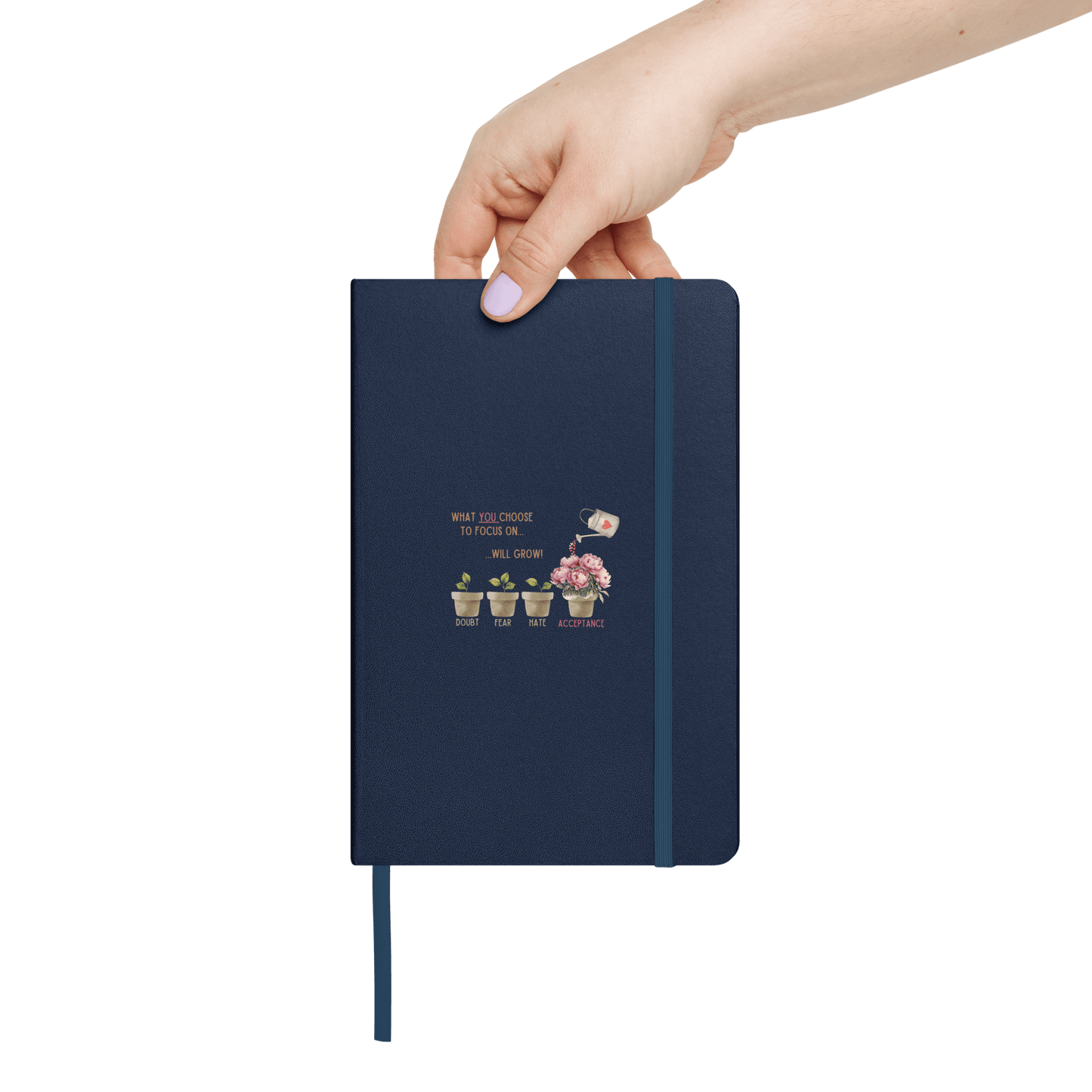 What You Choose to Focus On... Will Grow!" Hard Cover Notebook - 🌱 Cultivate Positivity and Watch Your Dreams Blossom! 🌱 - Whippie's