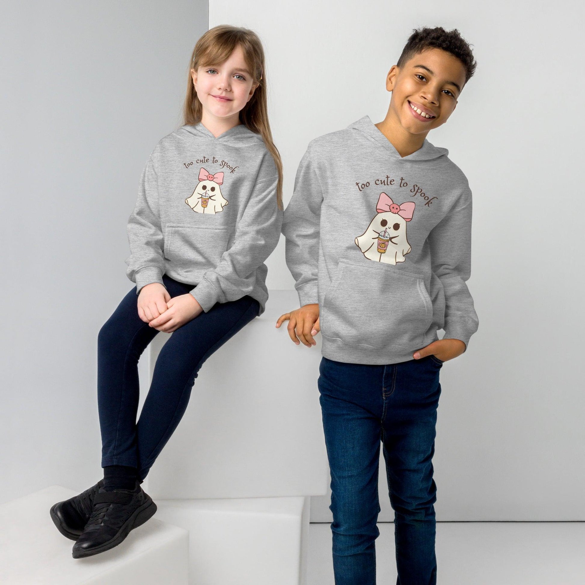 Too Cute to Spook Kids Fleece Hoodie - 👻💖 Stay Cozy and Spooky! 💖👻 - Whippie's