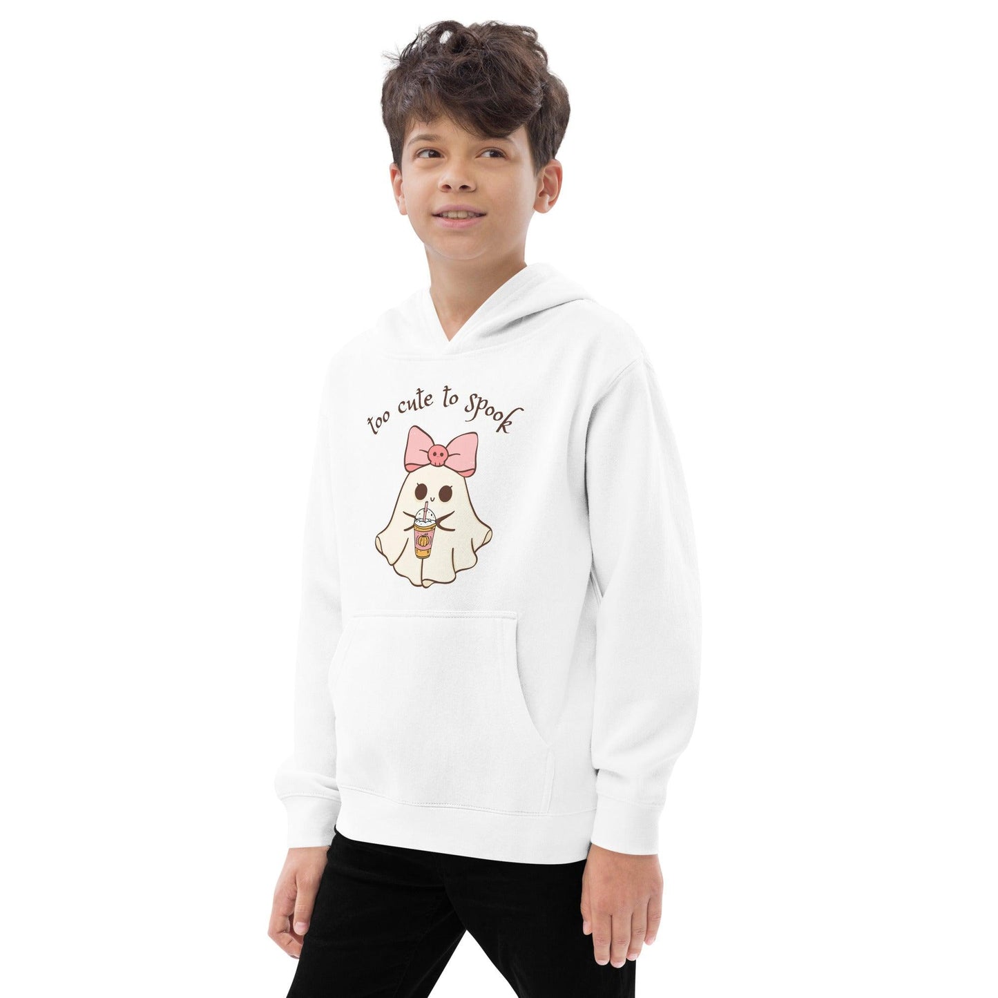 Too Cute to Spook Kids Fleece Hoodie - 👻💖 Stay Cozy and Spooky! 💖👻 - Whippie's