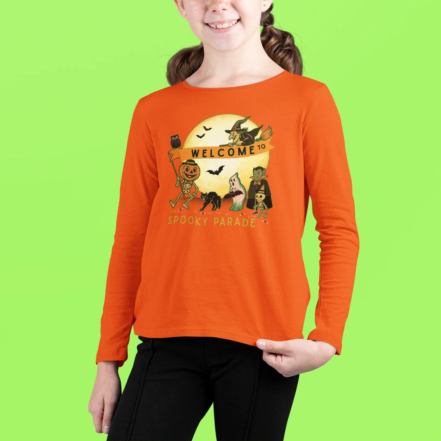 Welcome to The Spooky Parade Youth Long Sleeve Tee - Classic Halloween Fun