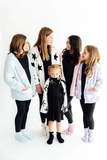 Mila & Rose Light Pink/Coconut Bow Cozy Cardigan, additional product view 2