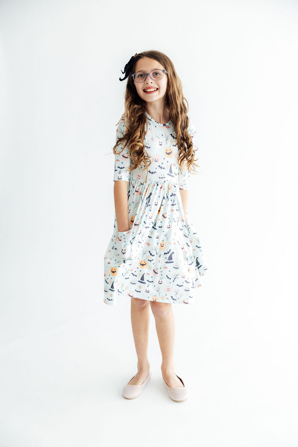 Mila & Rose Ghouls Rule 3/4-sleeve Pocket Twirl Dress, additional product view 9