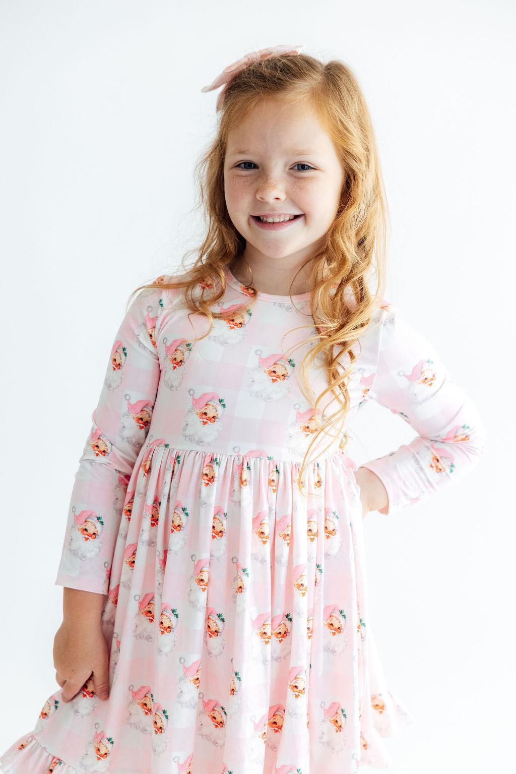 Mila & Rose Storybook Santa long-sleeve Ruffle-Hem Twirl Dress, additional product view 3