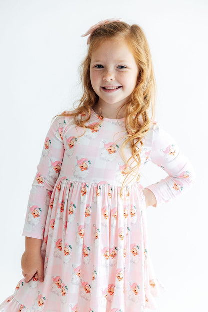 Mila & Rose Storybook Santa long-sleeve Ruffle-Hem Twirl Dress, additional product view 3