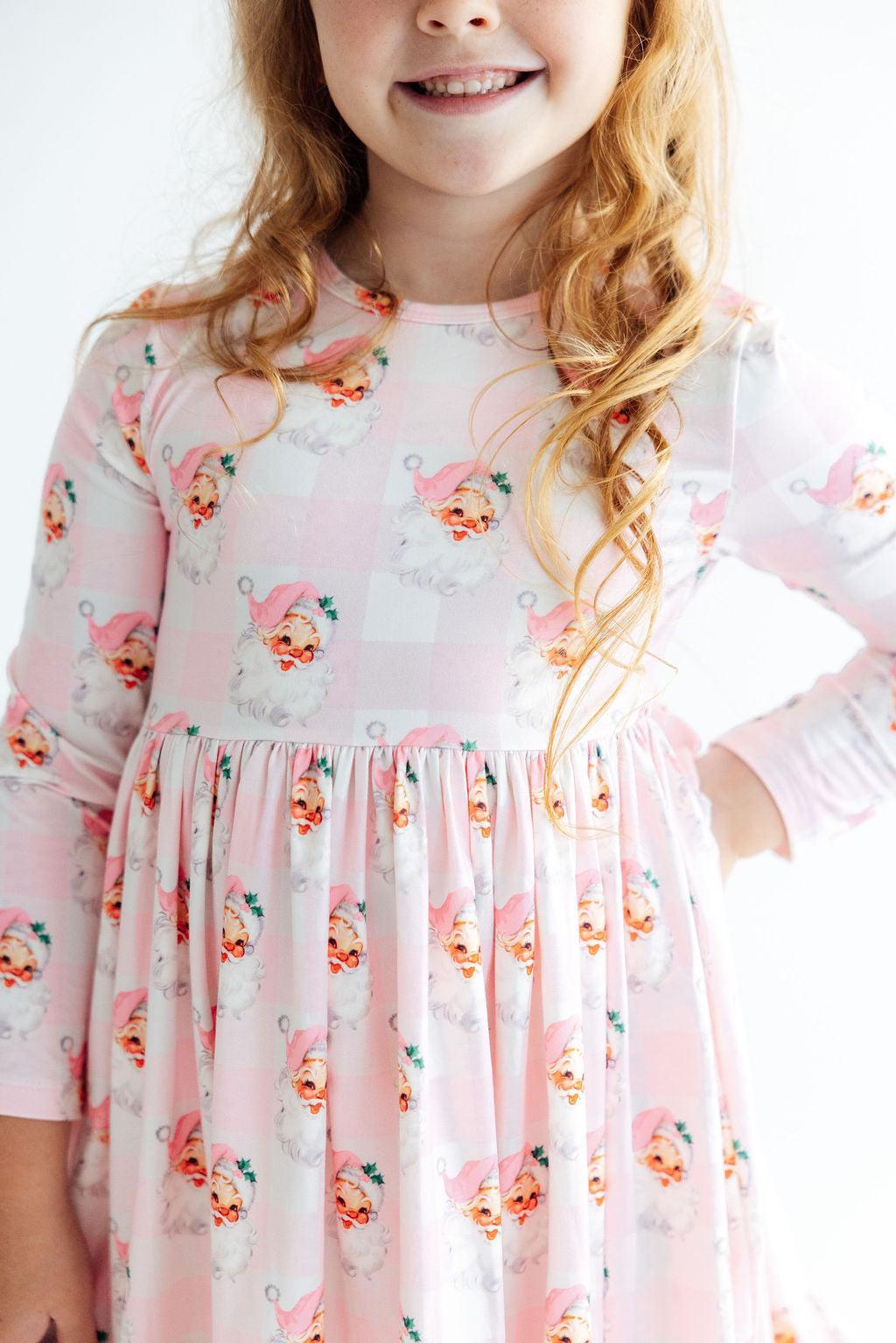 Mila & Rose Storybook Santa long-sleeve Ruffle-Hem Twirl Dress, featured product view