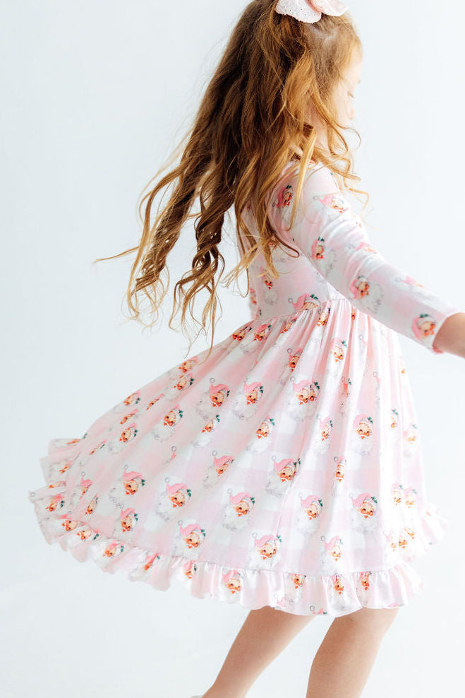 Mila & Rose Storybook Santa long-sleeve Ruffle-Hem Twirl Dress, additional product view 4