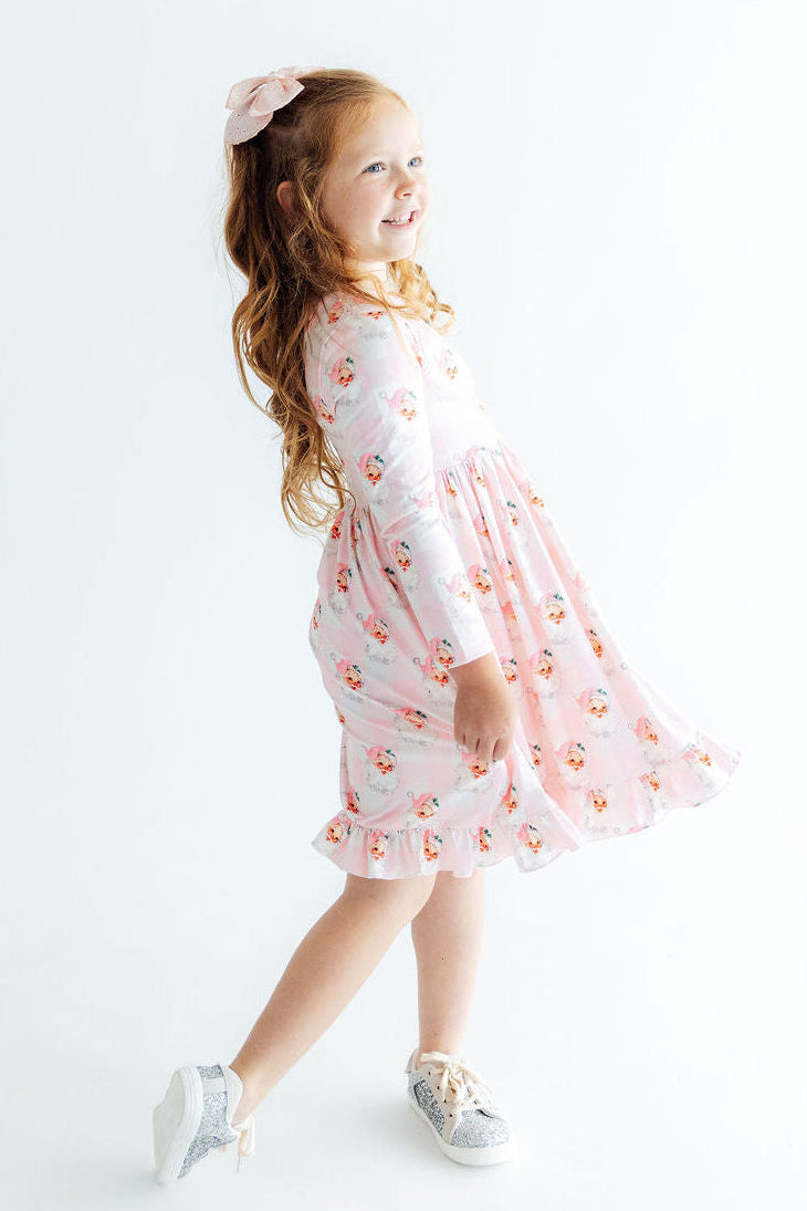 Mila & Rose Storybook Santa long-sleeve Ruffle-Hem Twirl Dress, additional product view 2