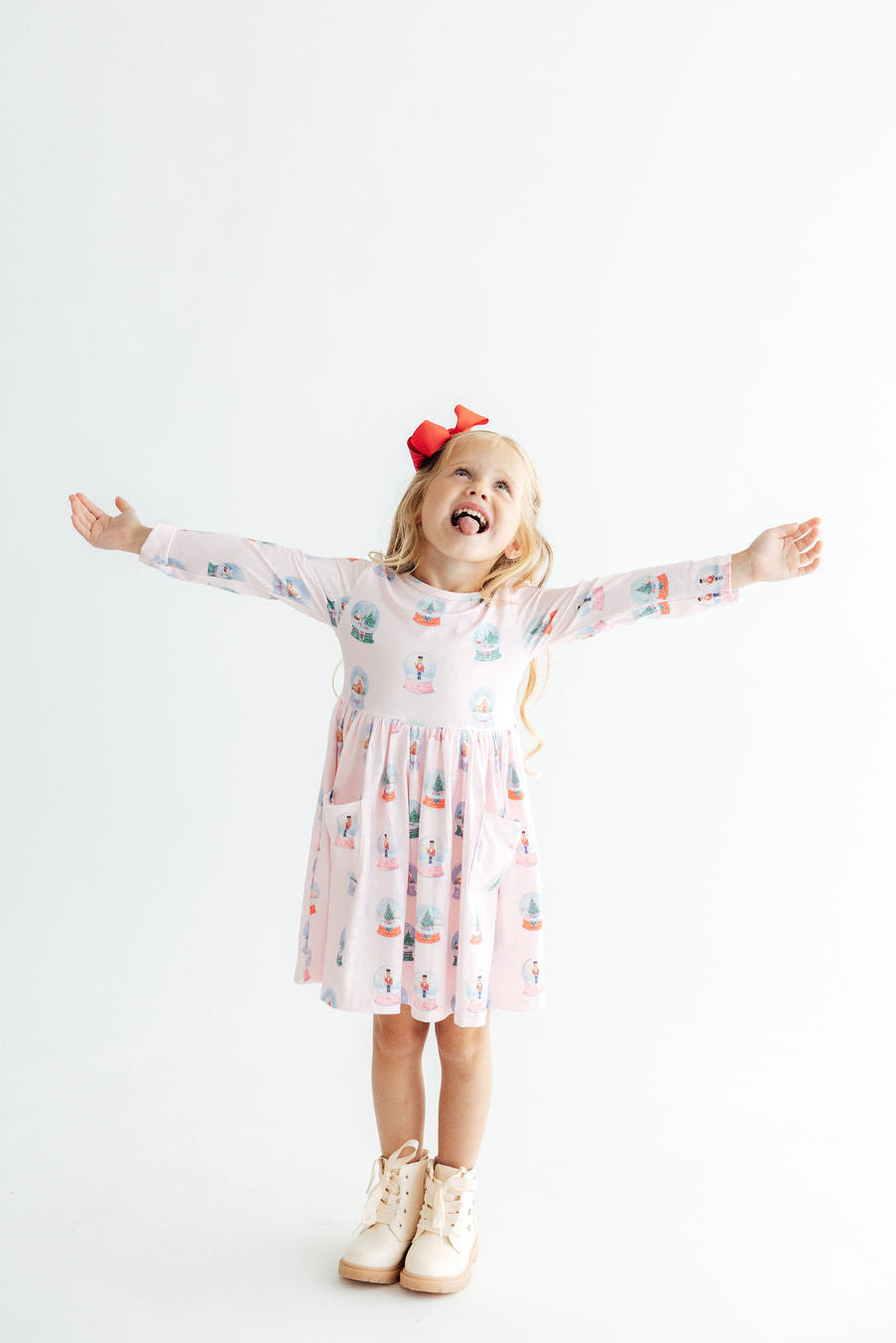 Mila & Rose Let It Snow long-sleeve Pocket Twirl Dress, additional product view 3