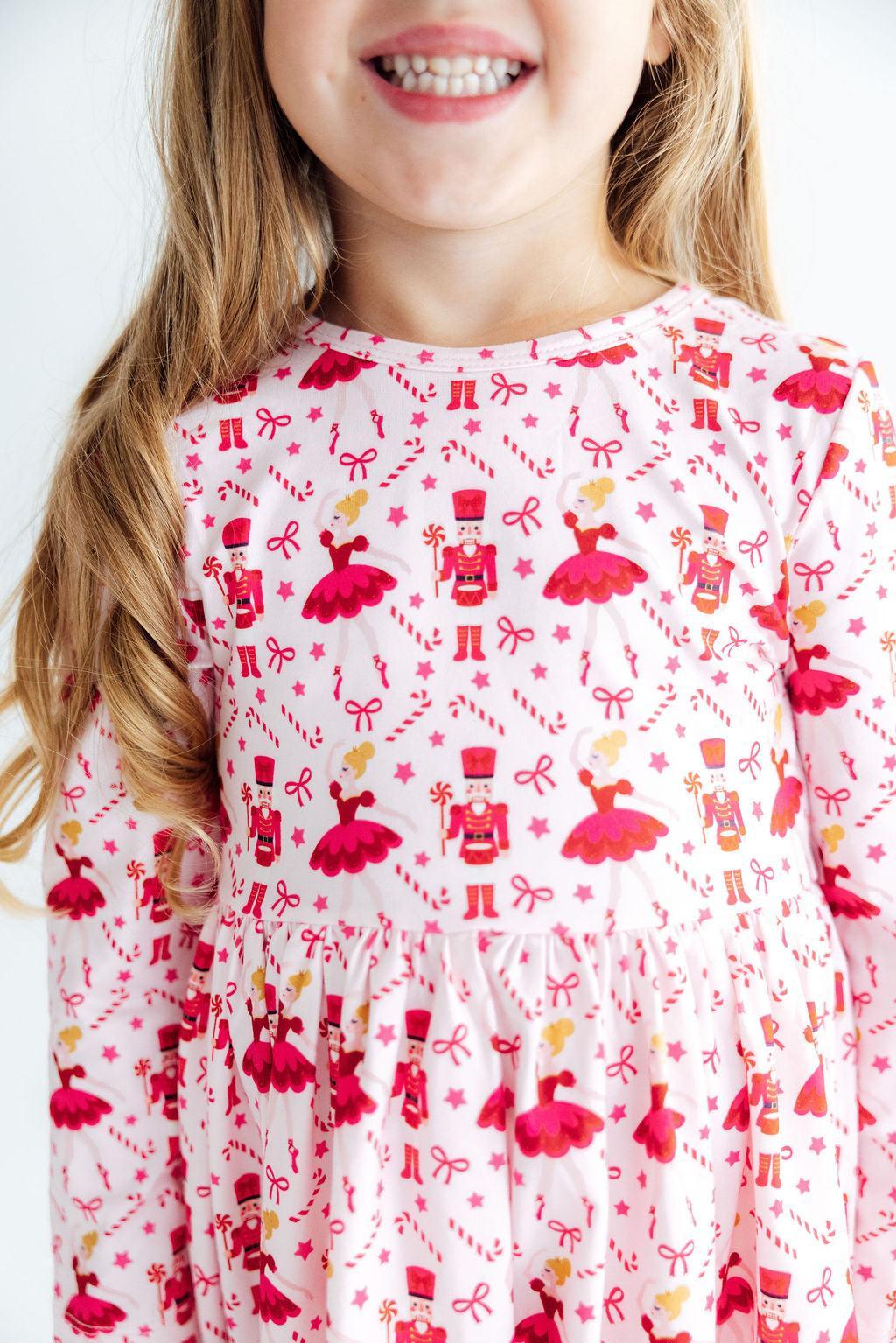 Mila & Rose Candy Cane Ballet long-sleeve Ruffle-Hem Twirl Dress, featured product view