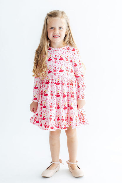 Mila & Rose Candy Cane Ballet long-sleeve Ruffle-Hem Twirl Dress, additional product view 3