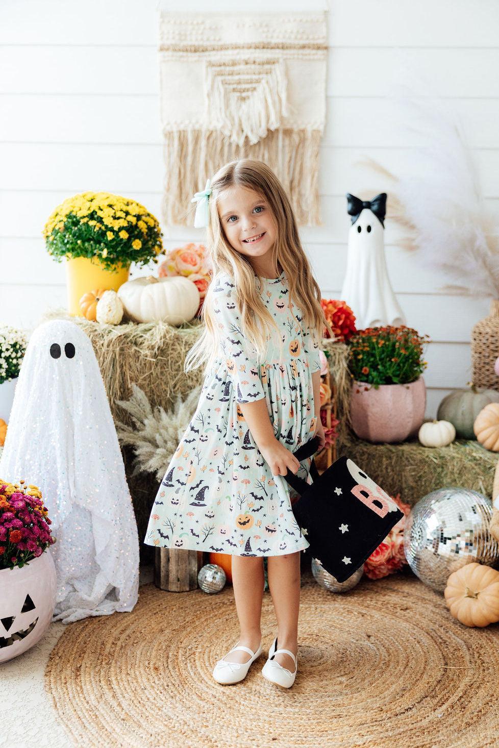 Mila & Rose Ghouls Rule 3/4-sleeve Pocket Twirl Dress, additional product view 2