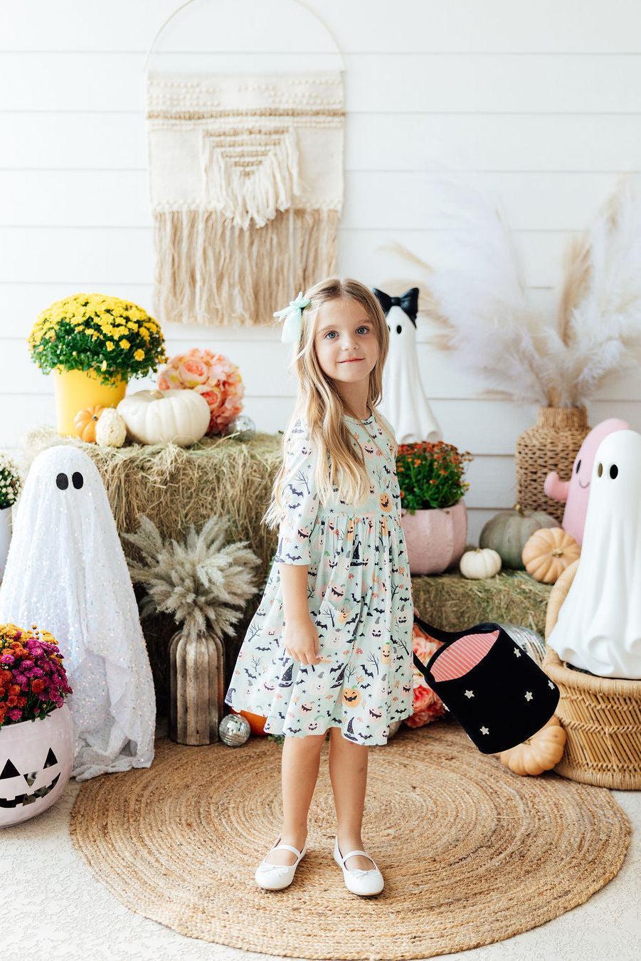 Mila & Rose Ghouls Rule 3/4-sleeve Pocket Twirl Dress, additional product view 4