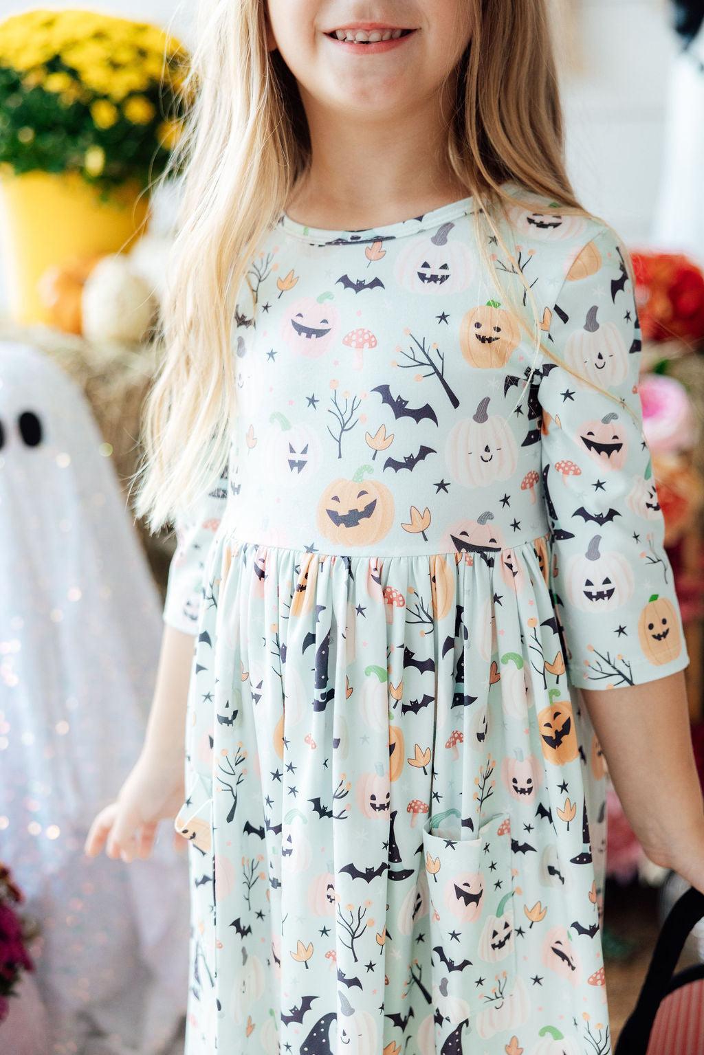 Mila & Rose Ghouls Rule 3/4-sleeve Pocket Twirl Dress, featured product view