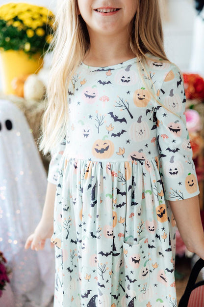 Mila & Rose Ghouls Rule 3/4-sleeve Pocket Twirl Dress, featured product view