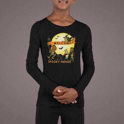 Welcome to The Spooky Parade Youth Long Sleeve Tee - Classic Halloween Fun