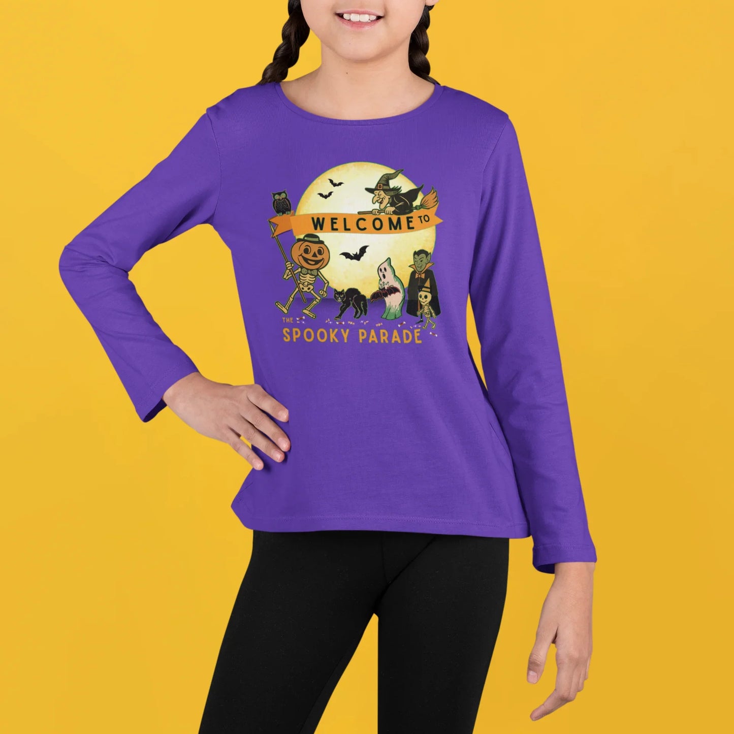 Welcome to The Spooky Parade Youth Long Sleeve Tee - Classic Halloween Fun