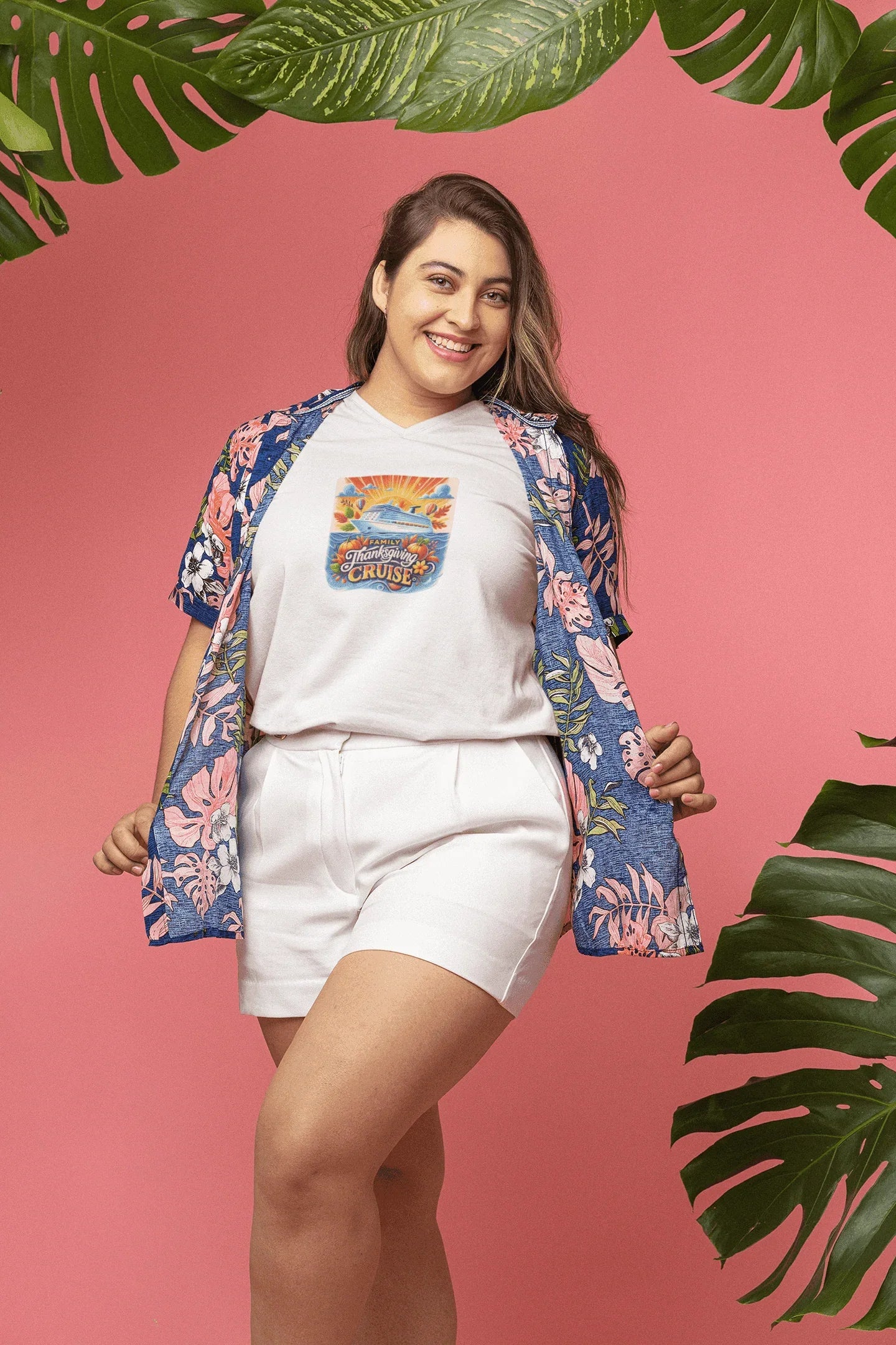 Family Thanksgiving Cruise - Ladies' V-Neck T-Shirt - Personalizable - Whippie's