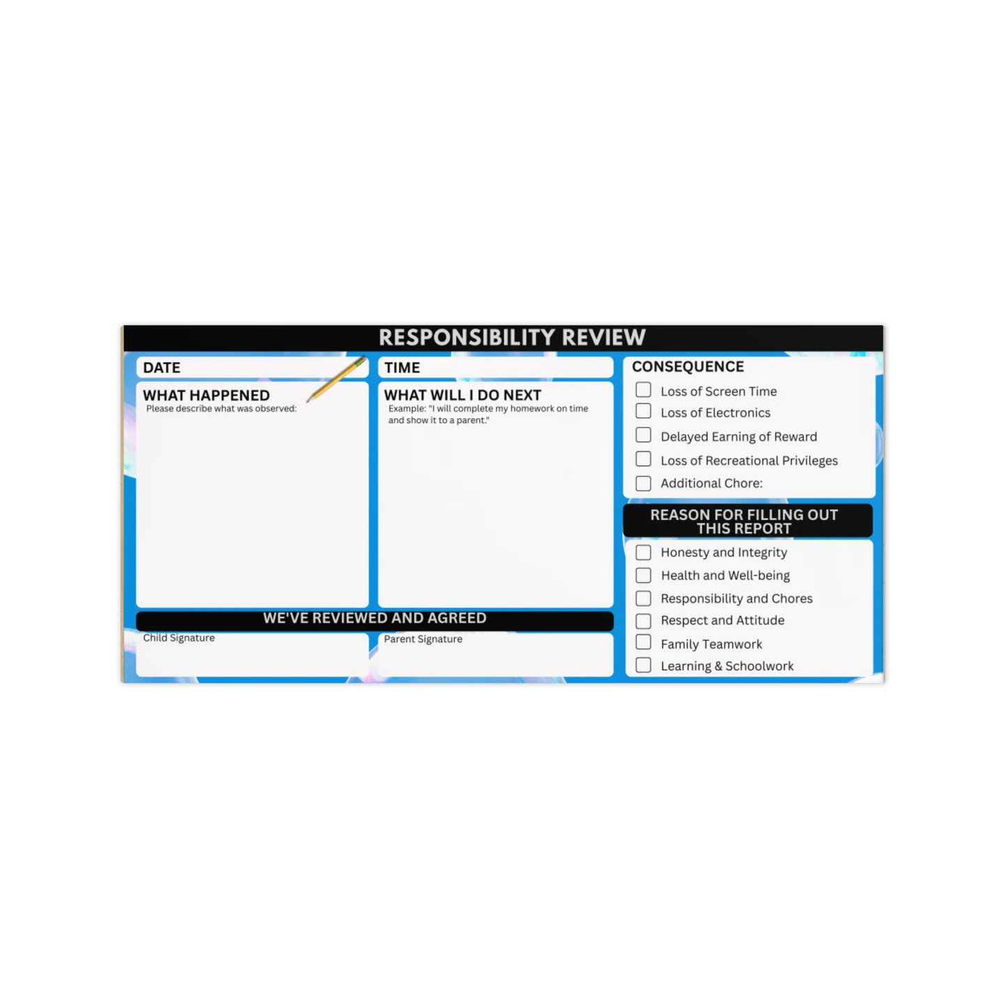 Parenting Guiding Growth: "Responsibility Review" Magnetic Notepad - Free Shipping