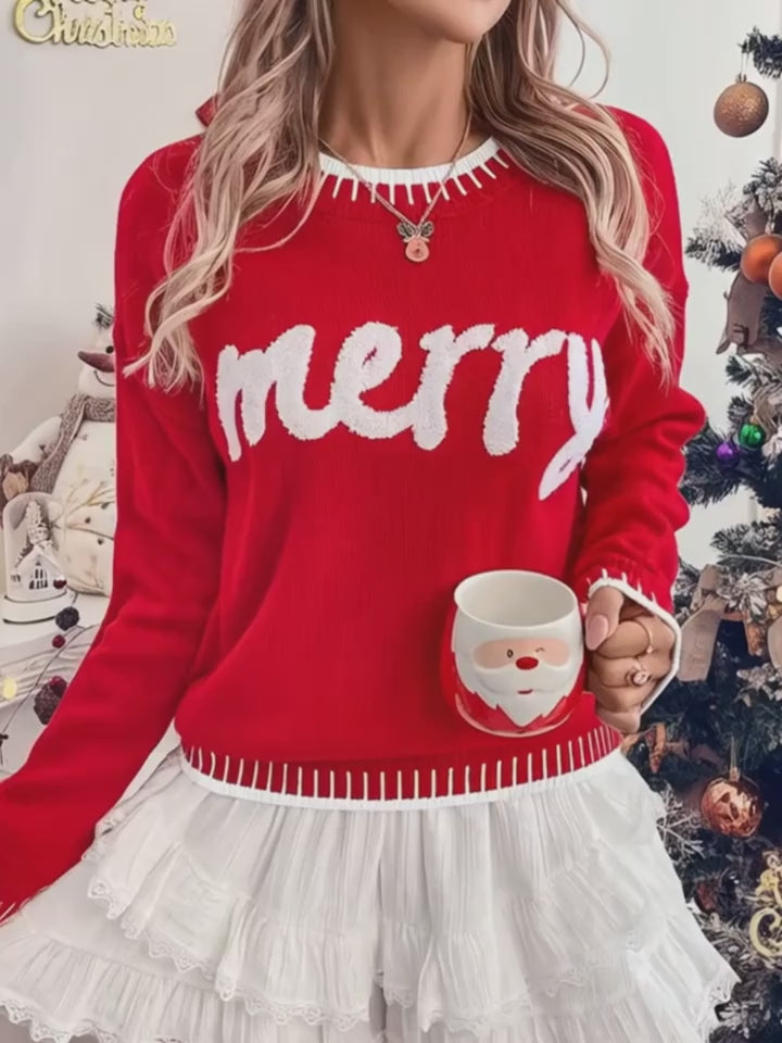 Merry Sweater Red Knit Pullover