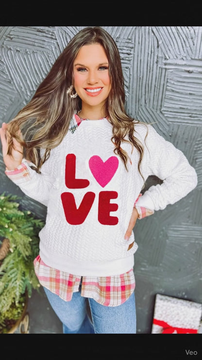 Chenille Cable Knit Sweatshirt | Holiday Collection