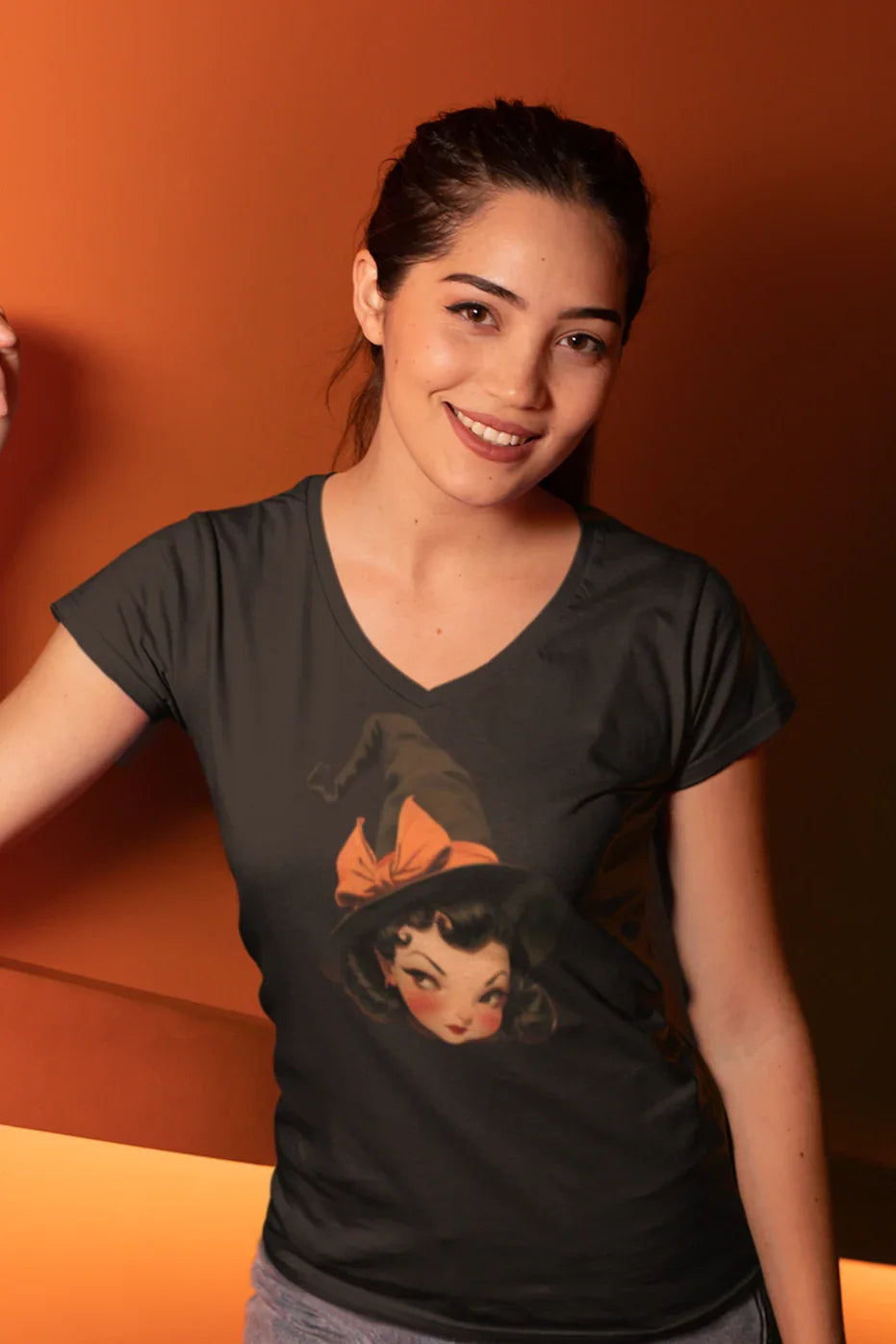 Bewitched Vintage Witch V-neck Tee