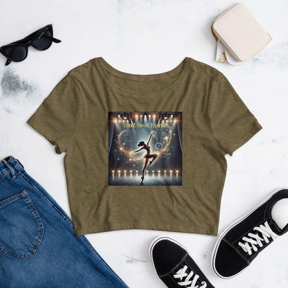 I Don’t Sweat, I Sparkle: Brunette Dancer Women’s Crop Tee - Whippie's