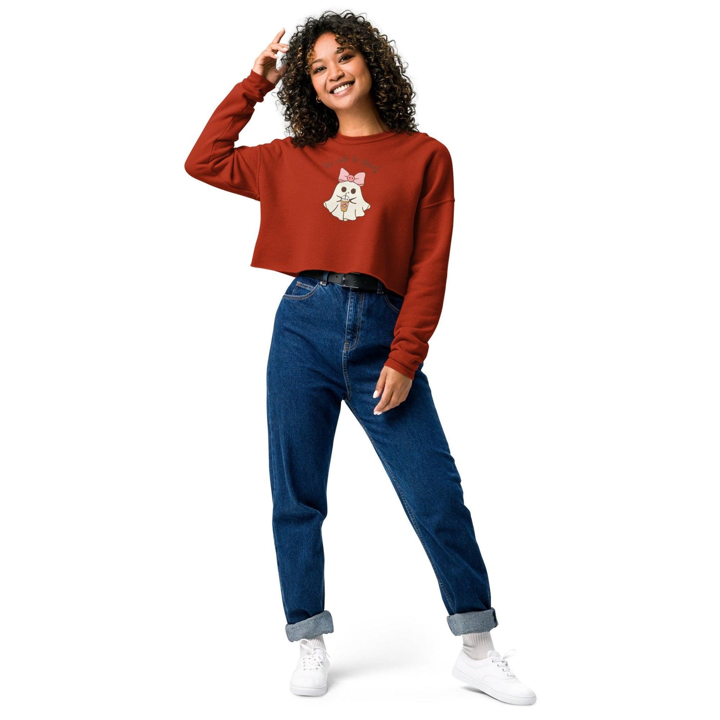 Too Cute to Spook Women's Crop Sweatshirt - 👻💖 Stay Cozy and Cute this Halloween! 💖👻 - Whippie's