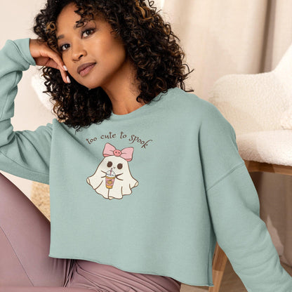 Too Cute to Spook Women's Crop Sweatshirt - 👻💖 Stay Cozy and Cute this Halloween! 💖👻 - Whippie's