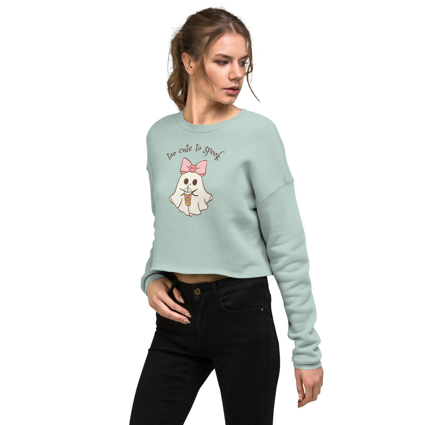 Too Cute to Spook Women's Crop Sweatshirt - 👻💖 Stay Cozy and Cute this Halloween! 💖👻 - Whippie's