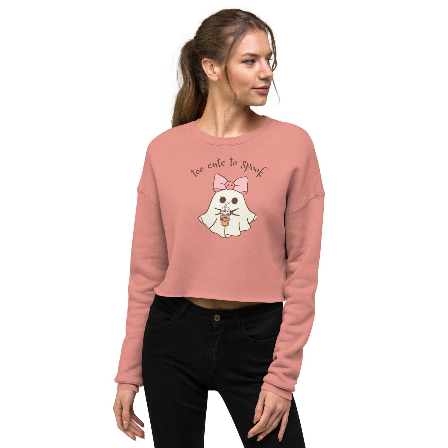 Too Cute to Spook Women's Crop Sweatshirt - 👻💖 Stay Cozy and Cute this Halloween! 💖👻 - Whippie's