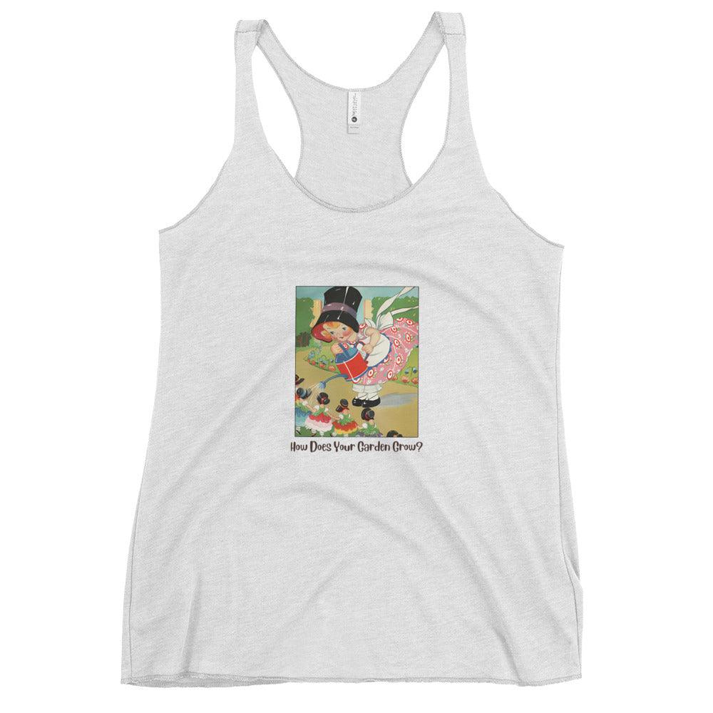 Nursery Rhyme - Mary Mary Quite Contrary "How Does Your Garden Grow" - Women's Racerback Tank - Whippie's