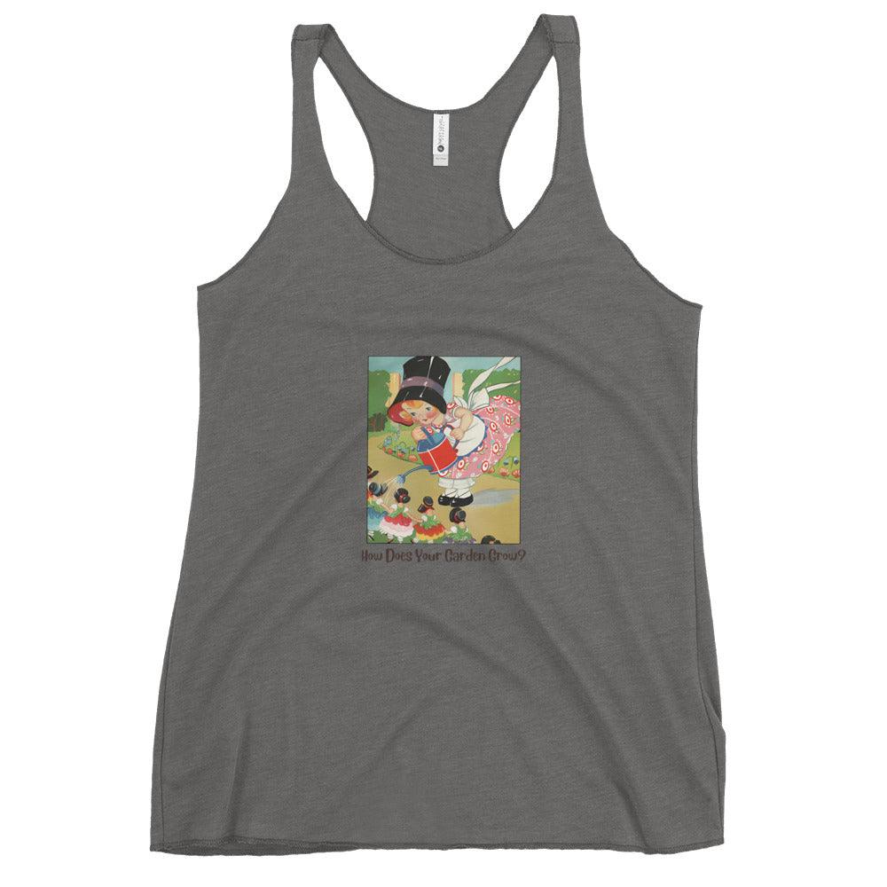 Nursery Rhyme - Mary Mary Quite Contrary "How Does Your Garden Grow" - Women's Racerback Tank - Whippie's