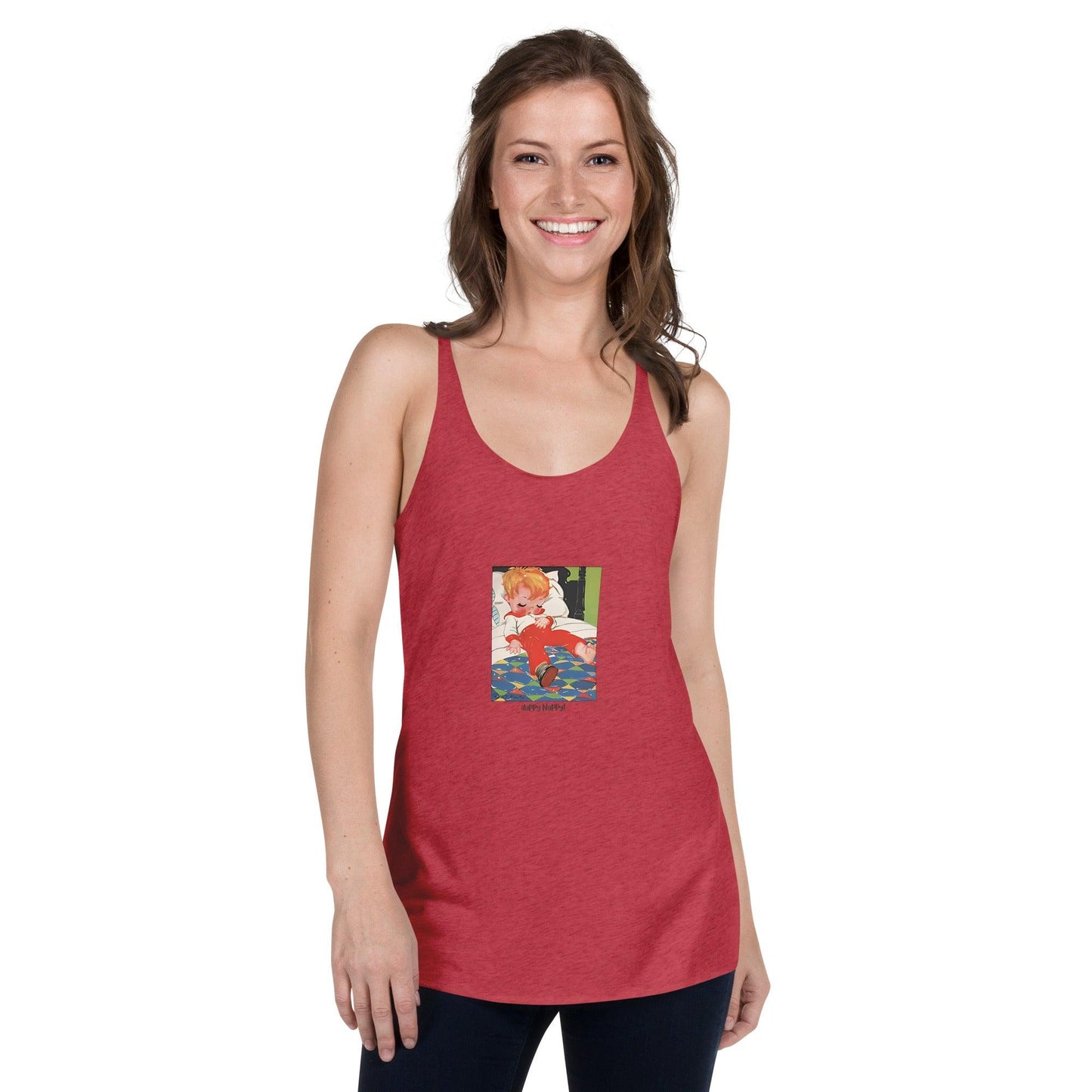 Nursery Rhyme - Deedle Deedle John - "Happy Nappy" Women's Racerback Tank - Whippie's